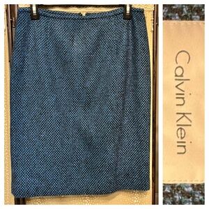 Calvin Klein Tweed Blue / Back / Teal Pencil Skirt
